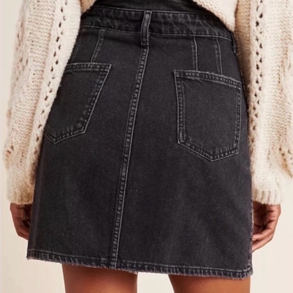 Pilcro Anthropologie Charcoal Button Down Front Skirt 8 Mini Black Denim - Picture 4 of 13